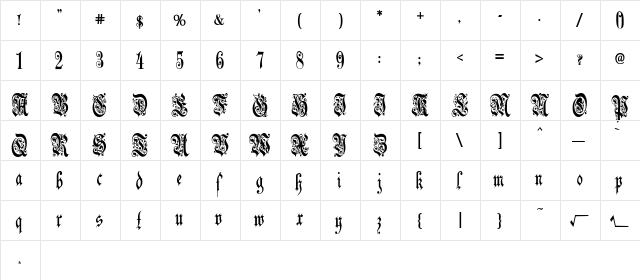 DeutscheGothicBold Regular font glyphpreview