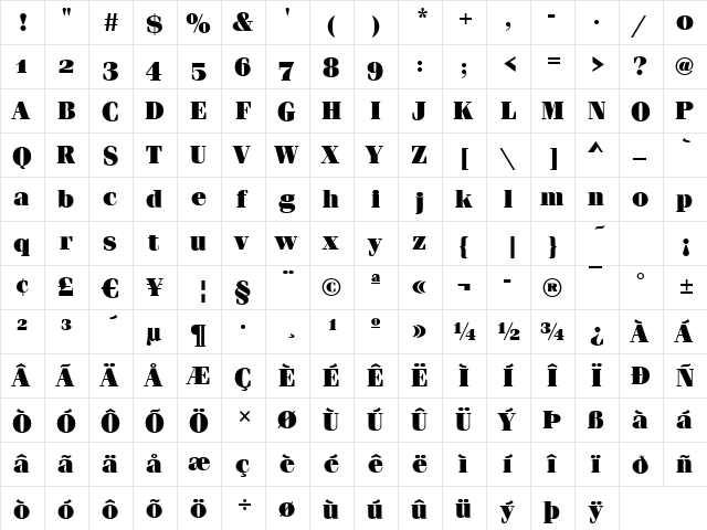 Ferrara-Osf-Ultra Regular font glyphpreview