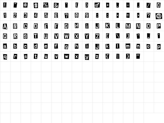 SHINJI BLUES Regular font glyphpreview