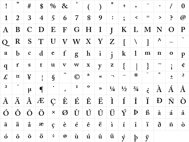 AdobeCaslon-SemiBold Semi Bold font glyphpreview