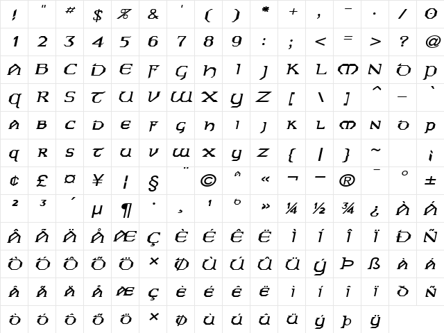 Norman-Extended Italic font glyphpreview