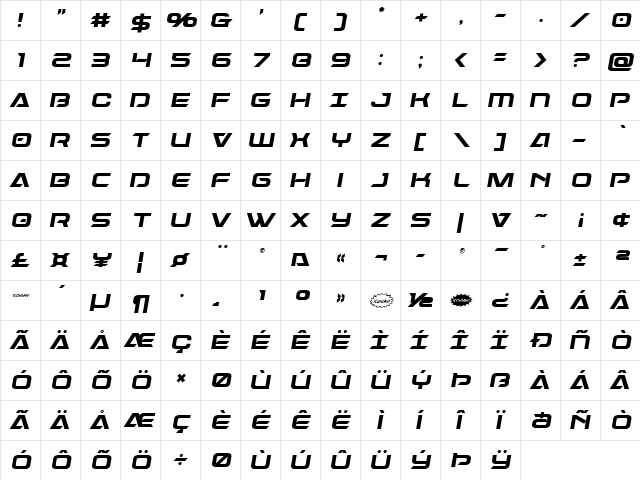 Dameron Semi-Italic Semi-Italic font glyphpreview
