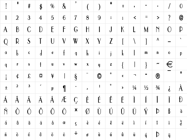 ParisCondensed Bold font glyphpreview