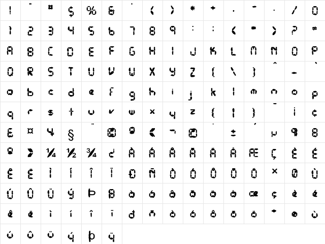 FZ DIGITAL 10 MANGLED Normal font glyphpreview
