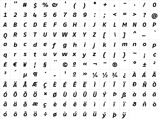 FagoExTf ItalicBold font glyphpreview