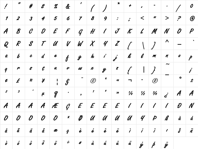Freestyle Script D Bold font glyphpreview