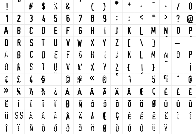 TopSecret Regular font glyphpreview