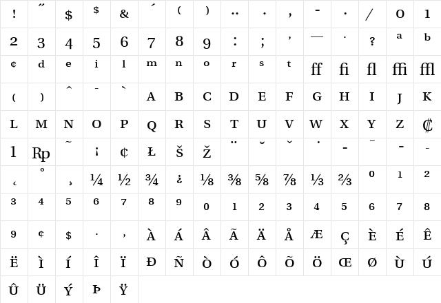 UtopiaExp Regular font glyphpreview