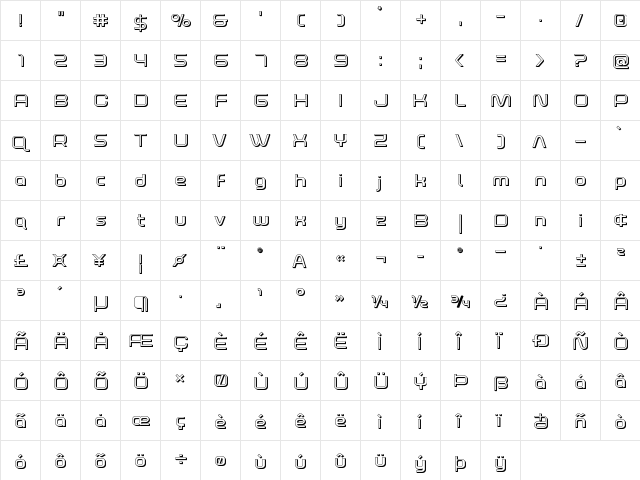 Fox on the Run 3D Regular font glyphpreview