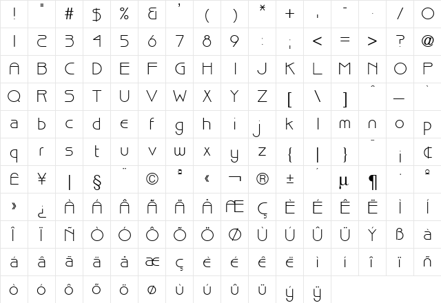 Brisk Regular font glyphpreview