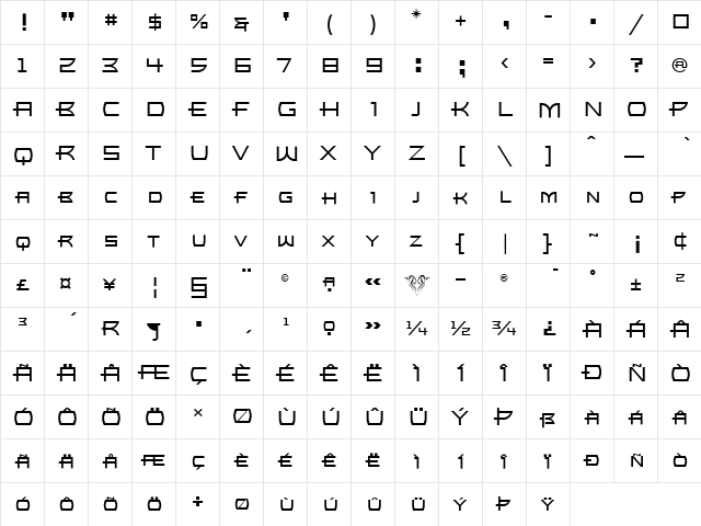 UltraBronzo Regular font glyphpreview