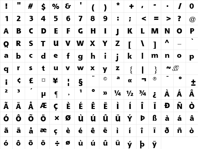 Que Black SSi Extra Bold font glyphpreview