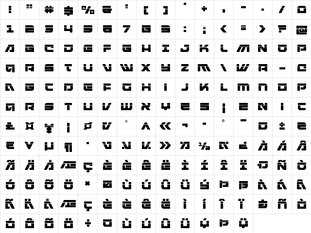 Armed Lightning Laser Regular font glyphpreview