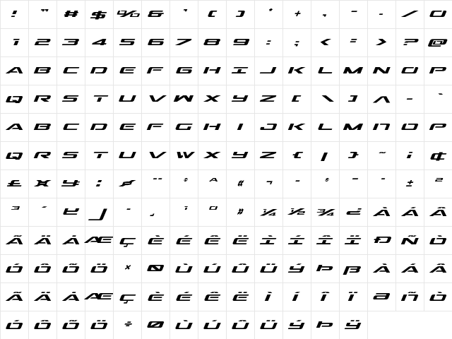 Outrider Italic Italic font glyphpreview