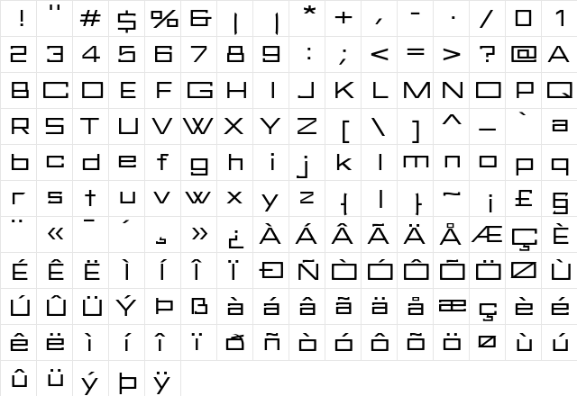 FuturBlock Regular font glyphpreview