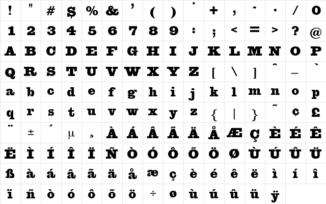 Bergamo Regular font glyphpreview