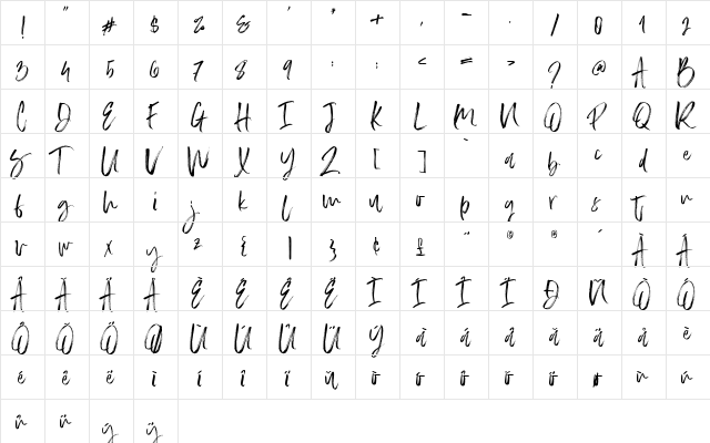 Slabor Brush Regular font glyphpreview