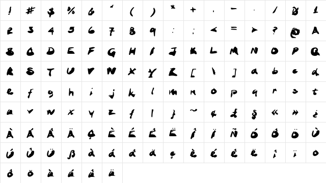 InkStand Stand font glyphpreview