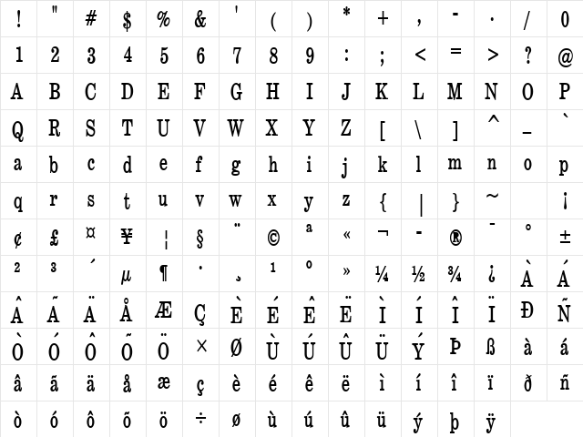 Annual Thin Bold font glyphpreview
