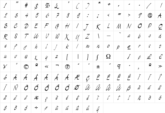 Script-L850 Regular font glyphpreview