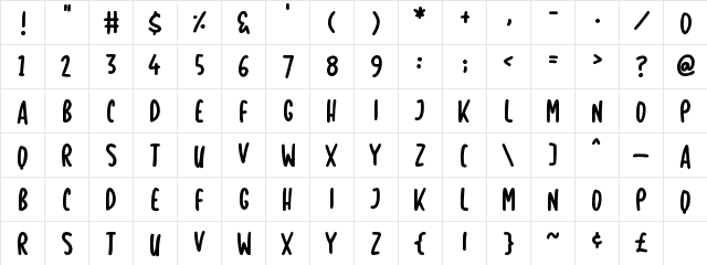 Simply Be Regular font glyphpreview
