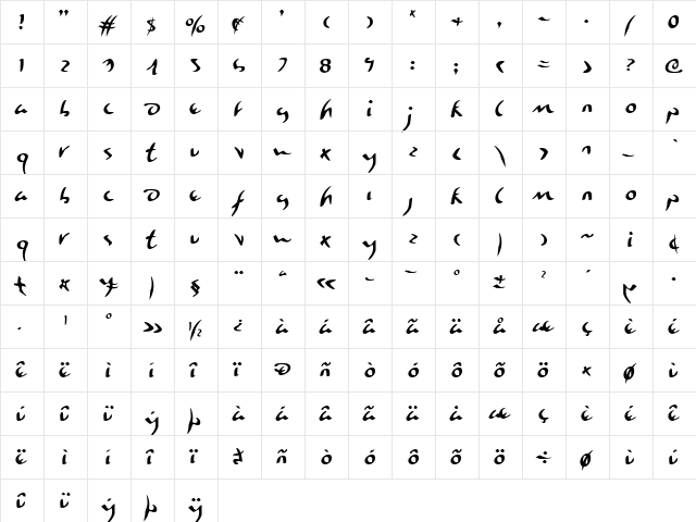 Eagleclaw Regular font glyphpreview