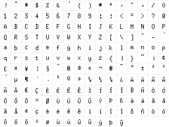 MiscFixedSC613 Regular font glyphpreview