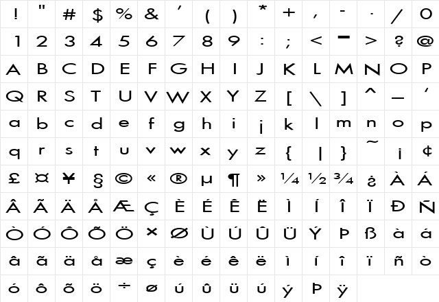 FZ BASIC 18 EX Normal font glyphpreview
