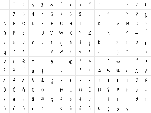 DenimLight Regular font glyphpreview