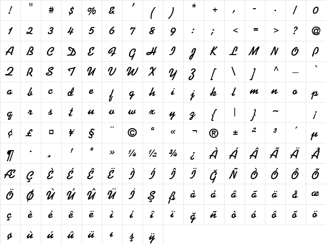 TR Koala Bold font glyphpreview