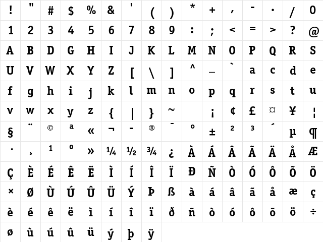 ITC Officina Serif Std Bold font glyphpreview