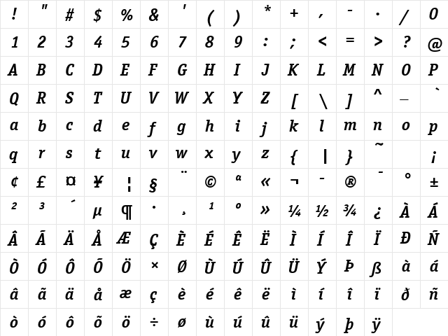 Officina Serif ITC TT BoldIta font glyphpreview