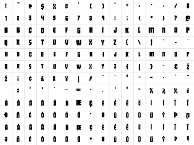 Deathblood Academy Regular font glyphpreview