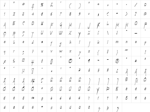 TabletHollowCondensed Italic font glyphpreview