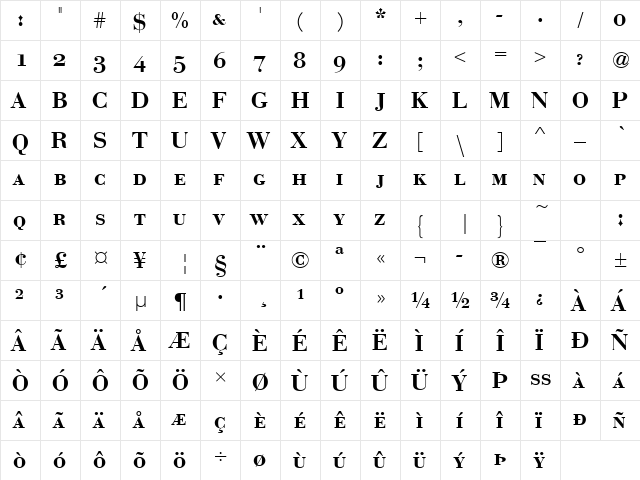 EuroBodSCDDemBol Regular font glyphpreview