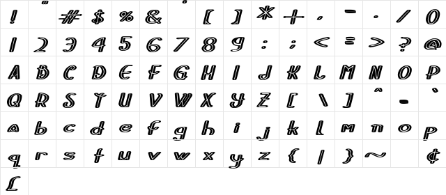 Stripes and Ribbons Italic font glyphpreview