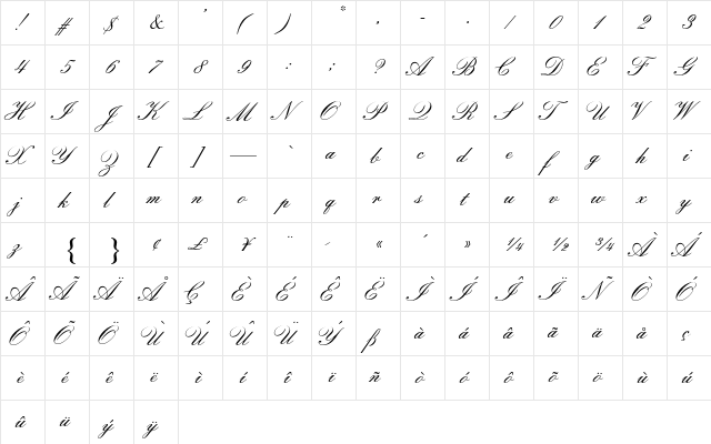 Florentine Script II AT Regular font glyphpreview