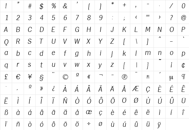 StephenBecker-ExtraLight Italic font glyphpreview