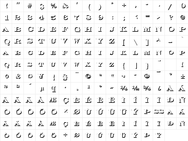 EngraversOnlShaDBol Regular font glyphpreview