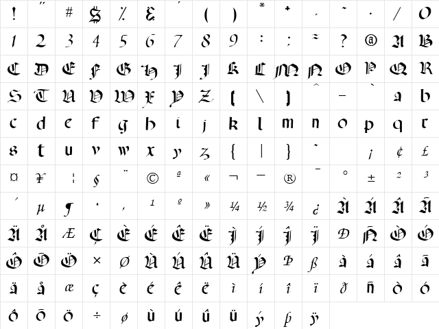 Open Regular font glyphpreview