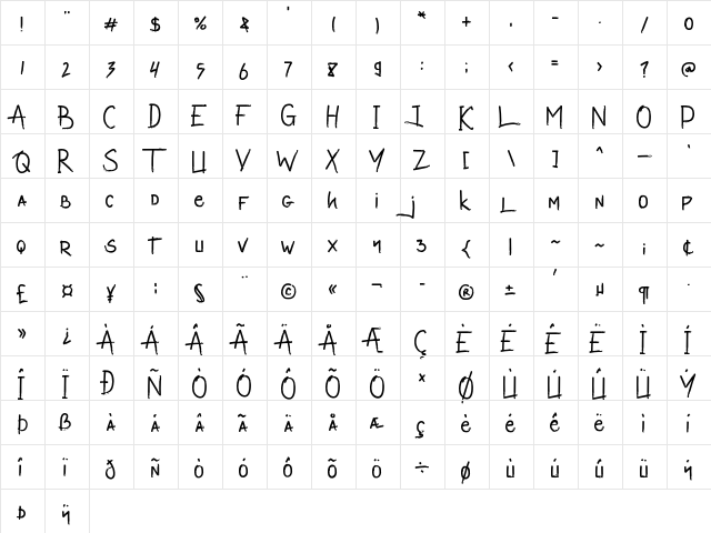 Valetta Man Regular font glyphpreview