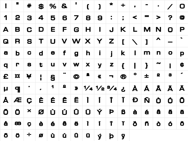 Waukegan LDO Extended Black Regular font glyphpreview