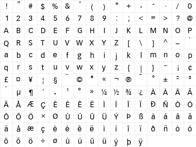 Vectora LH Regular font glyphpreview