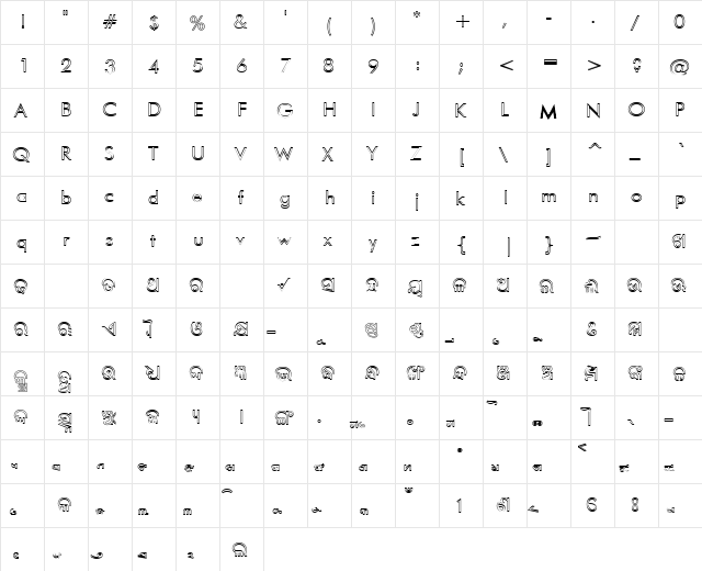 AkrutiOfficeBudha Outline font glyphpreview