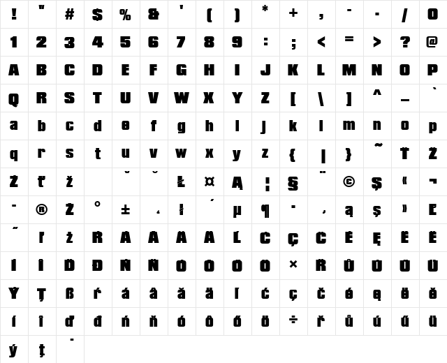 CompactaPEEBla Regular font glyphpreview