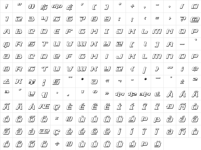 Range Paladin 3D Italic Italic font glyphpreview