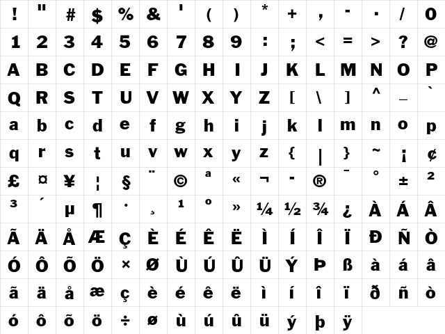 Franklin Gothic No. 2 Roman font glyphpreview
