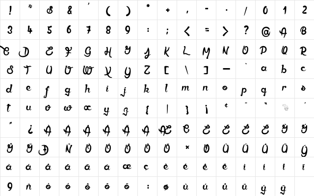 Ether Cute Poison Regular font glyphpreview