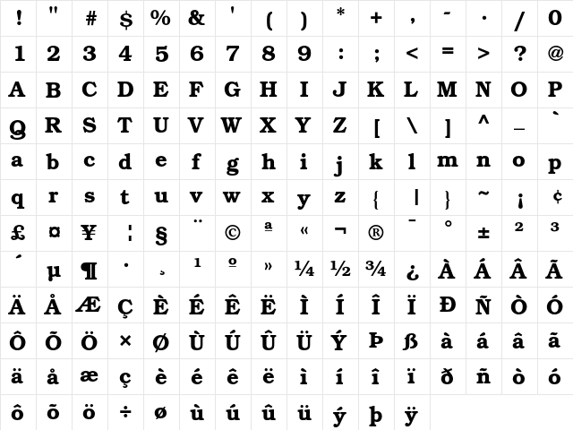 ITC Bookman Demi font glyphpreview