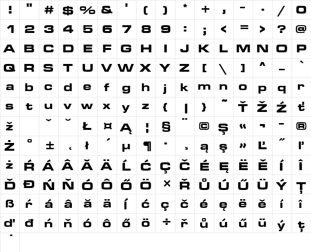 ft77 Regular font glyphpreview